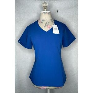 FIGS Women's Inala V-Neck Scrub Top Sz XS Denim Blue Medical Uniform NWT